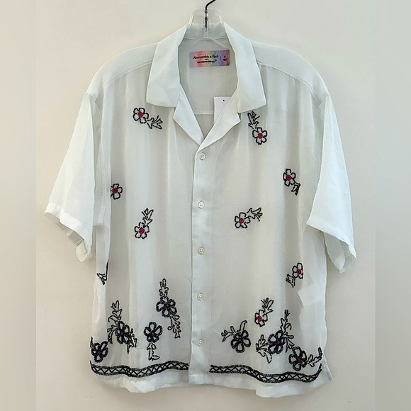 ABERCROMBIE & FITCH - TREVOR PROJECT || Pride Camp Cropped Sheer Shirt. Sz. S - Picture 4 of 13